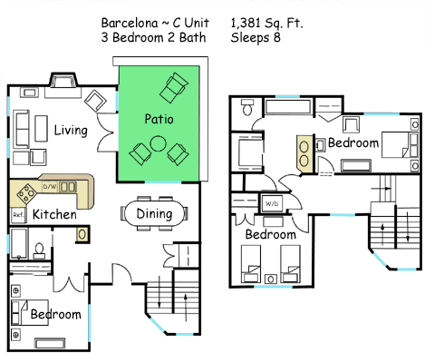 3br Floor Plan Arizona Spring Training Condo Rentals